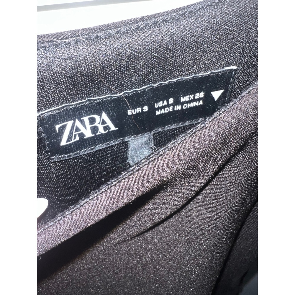 Zara Black Sleeveless Feather Trim Mini Viral  Dress Small Cockail Party LBD - Picture 5 of 5